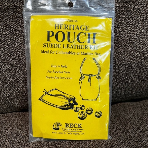 Boy Scout Craft Kit Lot. Neckerchief slide, leather pouch and Fleur De Lis kit. - Picture 2 of 7